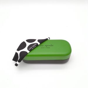 Kate Spade Green & Black Hard Shell Glasses Case + Polka Dot Cloth